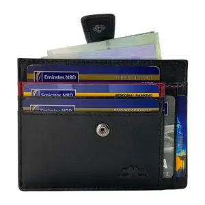Slim Loop Lock Cards, Cash & Coins Holder Genuine Leather RFID # 4505NL
