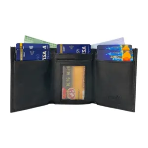 RFID Compact Trifold Cards & Cash Wallet # 1891 Elastic