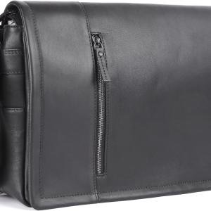 LAVERI Full Grain Leather Messenger CrossBody Bag Fits Laptop 13/14/15.6inch Men Women Cow Hide Office Business Casual IPad Macbook Adjustable Shoulder Strap Premium 1 Year Warranty #2491