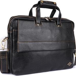 LAVERI® Genuine Leather Laptop Bag Men Women upto 15.6inch Cow Hide Office Briefcase Business Cross Body Messenger Bag IPad Macbook Adjustable Shoulder Strap Premium 1 Year Warranty #2869
