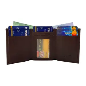 RFID Compact Trifold Cards & Cash Wallet # 1891 Open