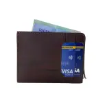 Slim Top Zipper Cards Holder Genuine Leather RFID # 4502