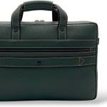 Laptop Briefcase Bag, Green, Multiple Zipper Pockets, Adjustable Shoulder Strap, Business Professional Style