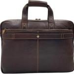 Briefcase Laptop Bag, Brown, Multiple Compartments, Adjustable Shoulder Strap, Business Professional