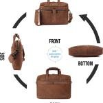 LAVERI Genuine Leather Office Bag for Men, 15.6 Inch Laptop Bag, Adjustable Strap, Multiple Compartments, 1 Year Warranty #2816