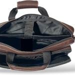 Laptop Briefcase Bag, Dark Brown, Multiple Zipper Pockets, Adjustable Shoulder Strap, Business Professional Style