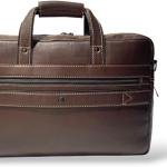 Laptop Briefcase Bag, Dark Brown, Multiple Zipper Pockets, Adjustable Shoulder Strap, Business Professional Style
