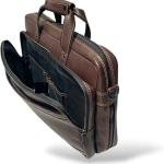 Laptop Briefcase Bag, Dark Brown, Multiple Zipper Pockets, Adjustable Shoulder Strap, Business Professional Style