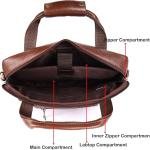 LAVERI® Genuine Leather Laptop Bag Men Women upto 15 inch Cow Hide Office Briefcase Business Cross Body Messenger Bag IPad Macbook Adjustable Shoulder Strap Premium 1 Year Warranty #2870