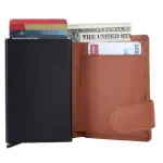 Smart Pop-Up Metallic Card Holder Wallet in Leather #4403