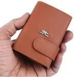 Smart Pop-Up Metallic Card Holder Wallet in Leather #4403