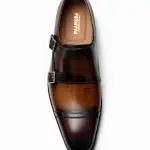 Premium Double Monk Strap Leather Shoes – Two-Tone Brown & Black