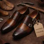 Premium Double Monk Strap Leather Shoes – Two-Tone Brown & Black